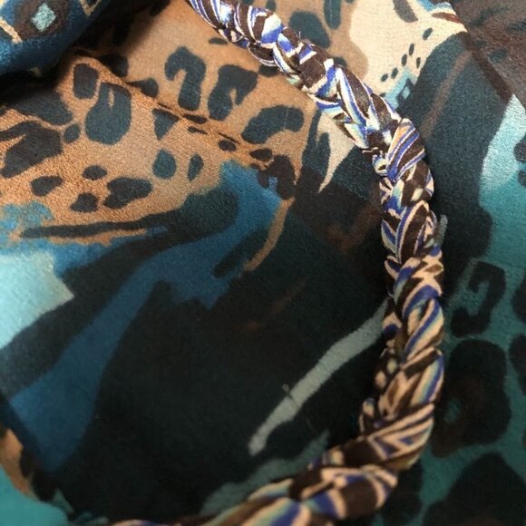 Signature By Robbie Bee Silk Maxi Dress 12 Surplice Neck Tiered Sleeveless Boho - Picture 12 of 12